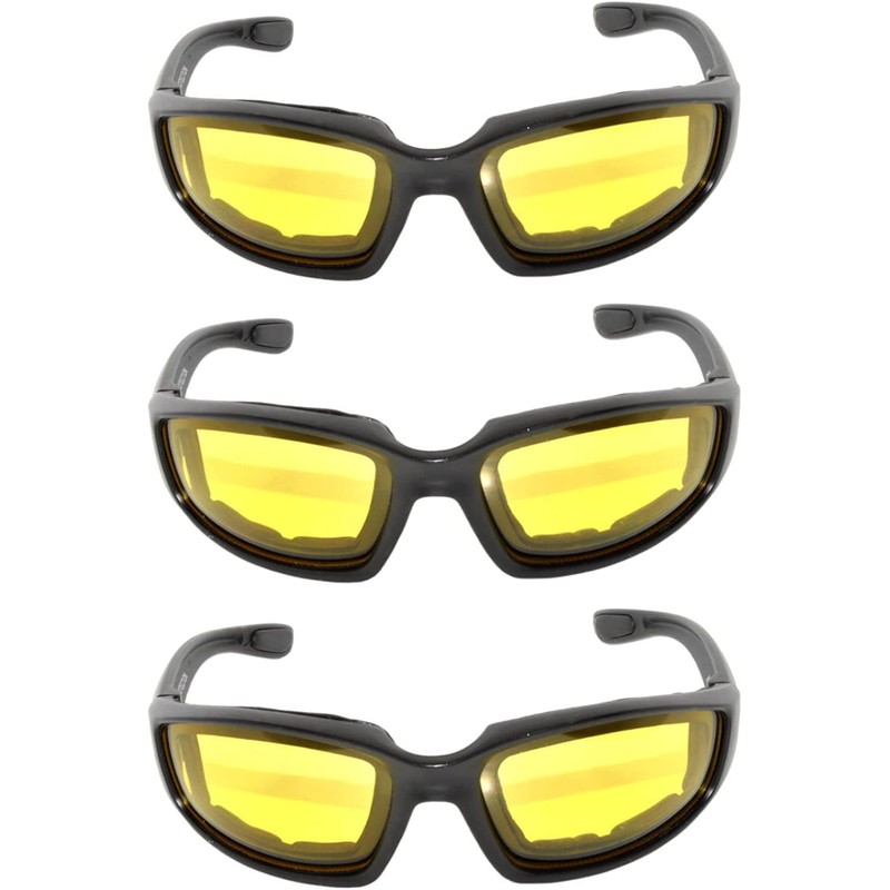 OWL - Padded Riding Glasses - Yellow Lens (3 Pack)