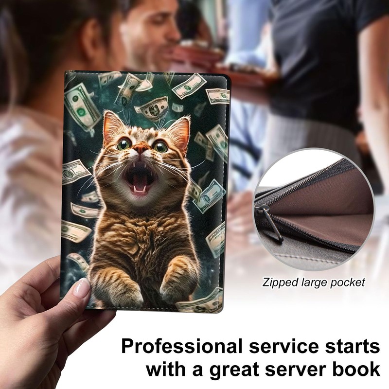 Server Book for Waitress – PU Leather Cute Server Organizer