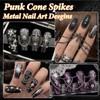 Goth Spike & Starburst Cross Nail Studs, Black Silver Beads