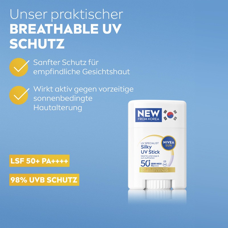 NIVEA SUN UV Stick SPF 50+ (15g), Ultralight Face Sun