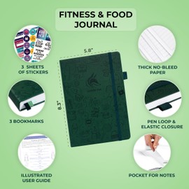 Clever Fox Fitness & Food Journal – Nutrition & Workout Planner for Women & Men – Diet & Gym Exercise Log Book with Calendars, Diet & Training Trackers - Undated, A5 Size, Hardcover (Forest Green)