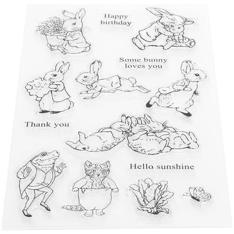 Transparent Stamp Rubber TPR Rectangle DIY Journal Rabbit Pattern Craft