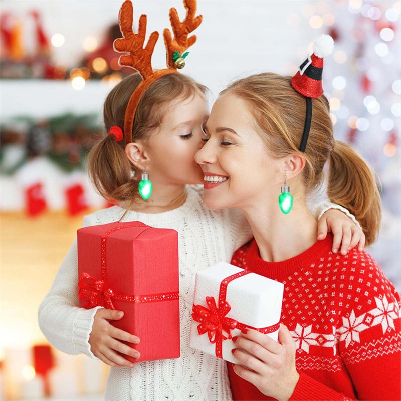 Christmas Party Green Bulb Earrings,Luminous Earrings Plastic,Creative Design Lovable Atmosphere
