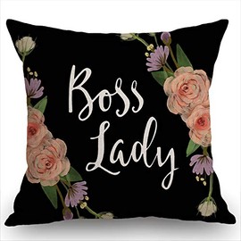 Swono Watercolor Floral Throw Pillow Cover Floral Boss Lady Cotton Linen Decorative Pillow Case Cushion Cover Home Sofa Decor 18x18 Inch Pillow Cover