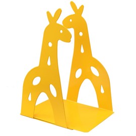 Yellow Giraffe Bookends Cute Metal Book Ends Decorative Bookends Animal Style Book Holder Journal Book Organizer CD Holder Home Office Bookends for Back to School Student Birthday Kids Gifts