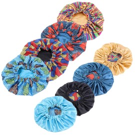 Qianmome - Capó de satén de doble capa extra grande con estampado africano, tejido Ankara, 4 unidades, estilo B., IN