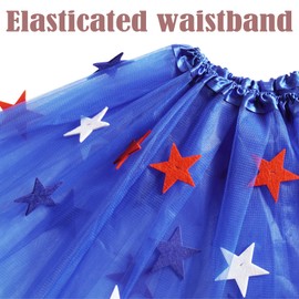 DMLBC Women USA Red White and Blue Star Tutu 4th of July Tutu for Adult Independence Day Costume (Blue Star, Large)