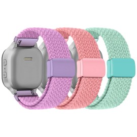 3 Pack Adjustable Braided Stretchy Solo Loop Compatible with Gizmo Watch 3 2 1/ Gabb Watch 3 2 1/ SyncUP/Cosmo JrTrack Kid Watch, 20mm Soft Breathable Kids Bands with Magnetic Buckle for Boys Girls