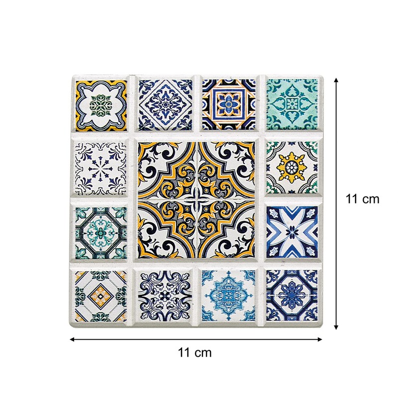 Zassenhaus 057638 Oriental Design Diamond Ceramic Coaster with Non-Slip Cork