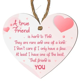 A True Friend Is Hard to Find | Heartfelt Wooden Heart Plaque for Best Friends, Sentimental Friendship Gift, Wall Decor for Friends