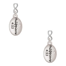 Delight Jewelry Silvertone Bible Verse Philippians 4:13 Silvertone Infinity Post Earrings