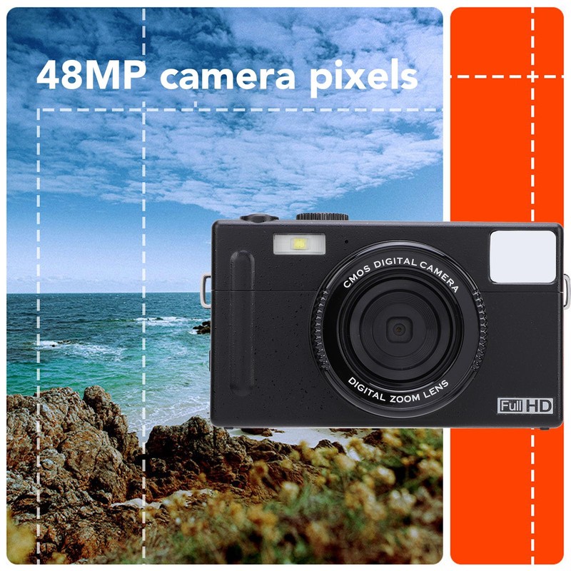 Digital Camera, 48MP, 1080P, 16X Digital Zoom, Anti-Shake Point and