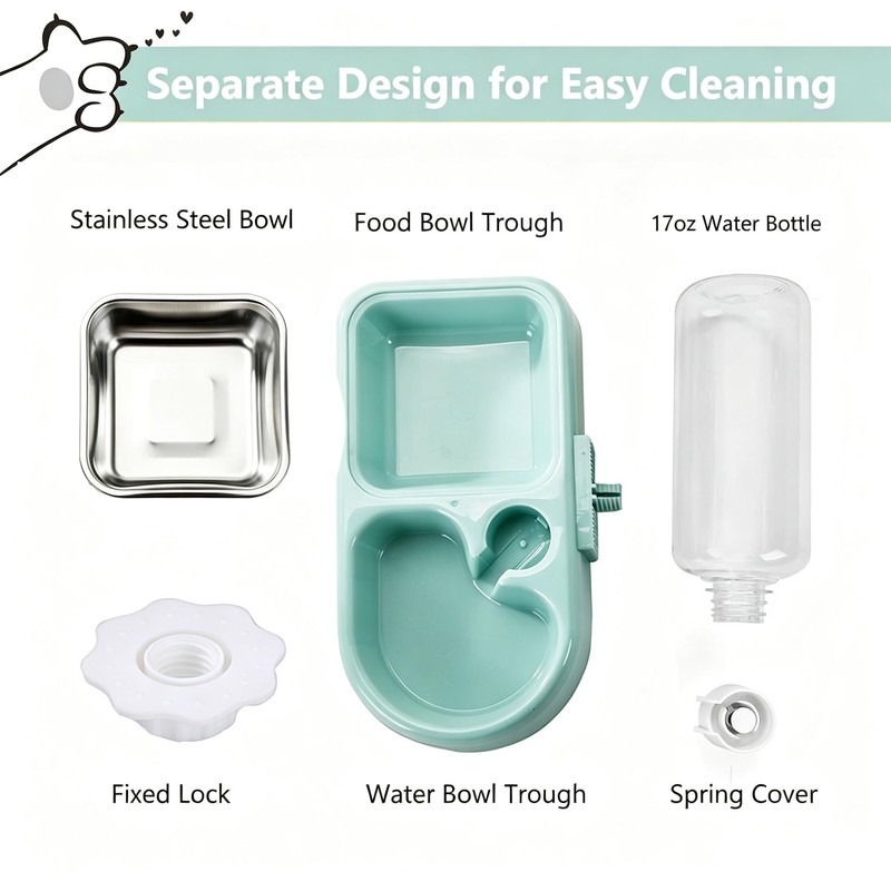 J&L VVMEET Hanging Dog Bowls, Cage Automatic Cat Food and