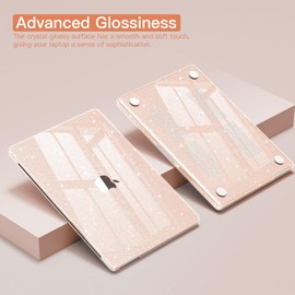 CISSOOK Compatible with MacBook Air 15 inch Case Glitter Pink 2025 2024 2023 Model A3241 A3114 A2941, Bling Hard Shell Case for MacBook Air 15 inch M4 M3 M2 Sparkly Cherry Pink