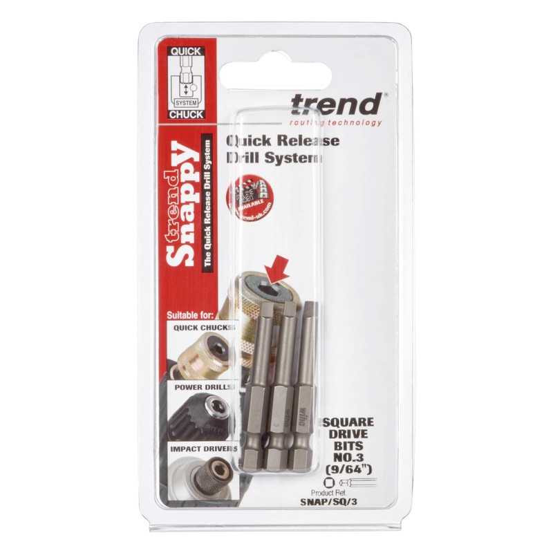 Trend Snappy Robertson No3 Square Drive Bit, 50mm Length, Pack