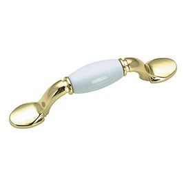 Richelieu Hardware BP380213030 Cherbourg Collection 3-inch (76 mm) Center-to-Center White and Brass Traditional Cabinet and Drawer Pull Handle for Kitchen, Bathroom, and Furniture