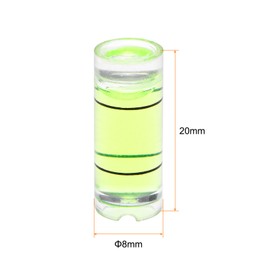 HARFINGTON 10pcs Cylindrical Bubble Level 8x20mm Mini Bullseye Spirit Levels for Leveling Camera Tripod Telescope Workshop Turntable Pictures Frame, Green