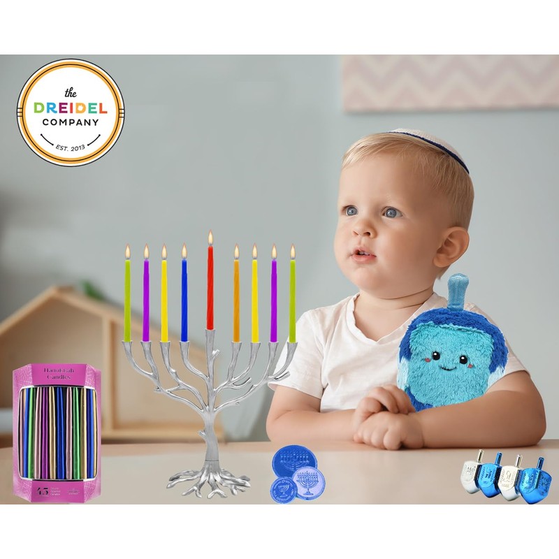 The Dreidel Company 2 Pack Multicolor Hanukkah Candles Menorah Candles