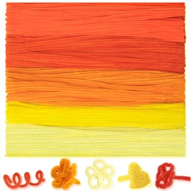 Peryiter Peryiter 500 Pieces Pipe Cleaners Chenille Stems for Flowers Craft Supplies Bulk Fluffy Fuzzy Sticks for DIY Art Projects Creative Gift Wrapping Party Decorations(Orange,12 Inch)