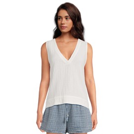 Faherty Women's Dune Cotton Gauze Sleeveless Popover, White