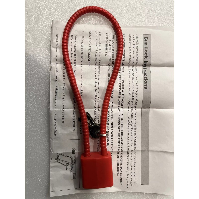 Unbranded Firearm Lock Red 30mm Gun Cable Lock