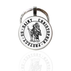 SUZEYEN St. Christopher Keychain for Safe Travel – Patron Saint of Travelers Protection Keyring – Catholic Christian Gift for Men & Women – Good Luck Travel Charm Key Ring