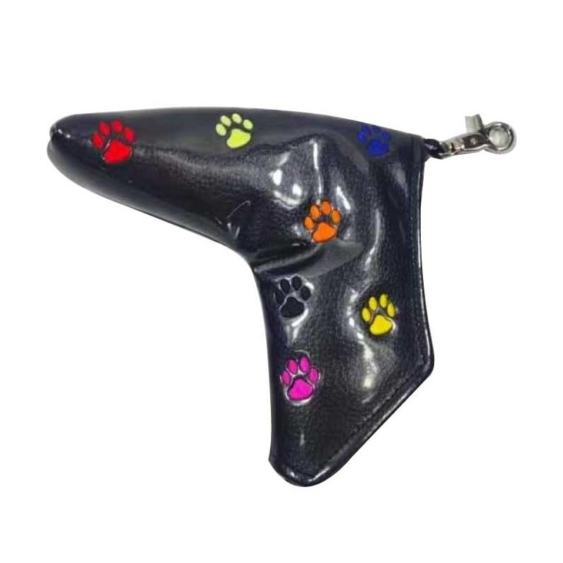 Paw Embroidered Golf Putter Cover Pin Type Magnetic Type (Black)