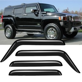 Lifeinfinity Original 4pcs Wind Deflector, Outside Mount Tape-On Rain Guards Set, Sunroof Side Window Visors Compatible with 2005-2009 Hummer H3 94501