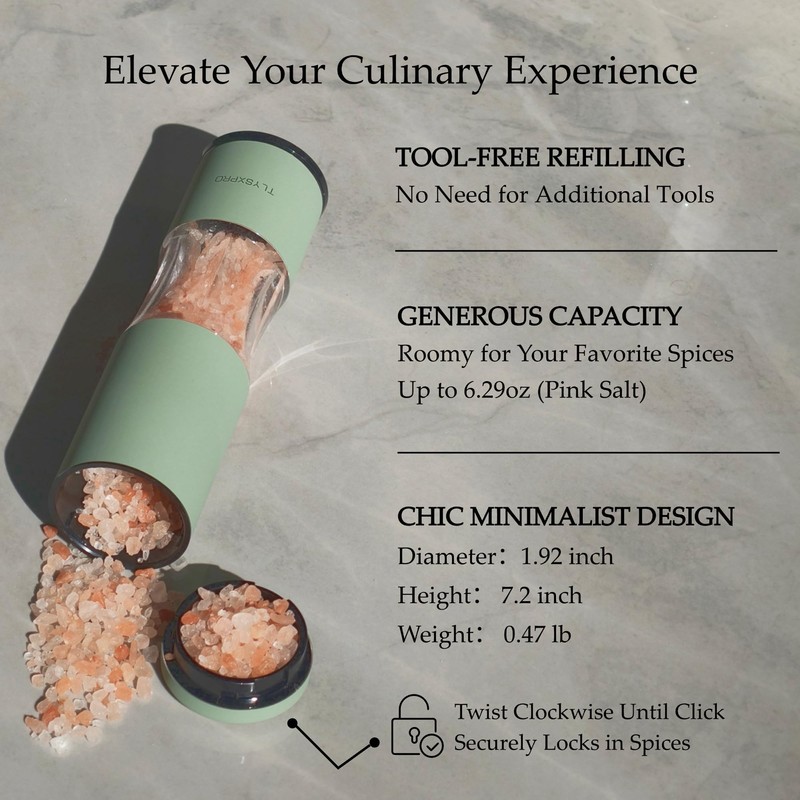 Salt and Pepper Grinder Set with Adjustable Coarseness | Manual