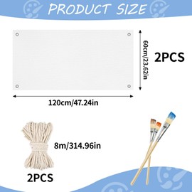 1 Set Empty Banner Design Yourself 200 x 100 cm with Eyelets Flag White with 8 m Hanging Rope White Sheet for Painting for DIY Painting Graduation Poster Birthday Banner Youth Initiation Banner Party