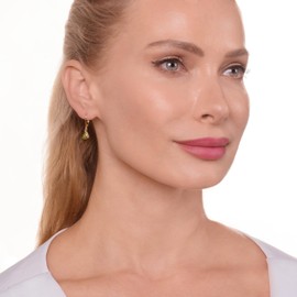 MORGAN & PAIGE Genuine Peridot Dangle Earrings - August Birthstone, Hypoallergenic 14k Gold-Plated Sterling Silver, Elegant Gift Box Included