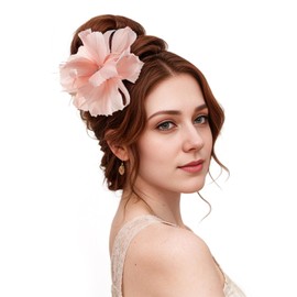 Flower Hair Clip Rose Hair Clips Hair Barrettes for Women Flower Hair Accessories Boho Bride Claw Clip Hairpin Brooch Pin Headpiece for Wedding(Pink)