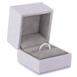 ALLUREPACK Linen Weave Ring Box - Organic Color Ring Case Holder for Engagement Proposal & Wedding Day Ring - Small Jewelry Gift Box for Men & Women - Suede Interior with Matching outer Box