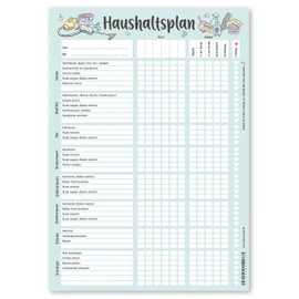 KAWAI-KAMI KAWAI-KAMI Haushaltsplan Putzplan für Familien mit Kindern oder WG, Haushaltsplaner, Neujahrsputz, Frühlingsputz, Haushalt Organizer, DIN A4 Block