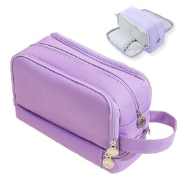 Large Capacity Pencil Case Adult, Office College School Portable Handle Cute Pencil Case with Zipper, Aesthetic Study Pencil Pouch Stationery Organizer for Back to School Teen Men Women (Purple)