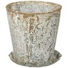 Creative Co-op Distressed Metal Pot with Pleated Saucer (Set of