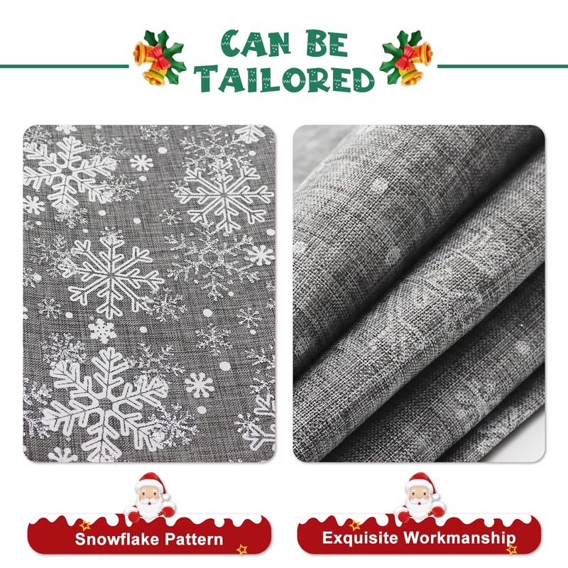 Silver Snowflake Table Runner, 27*275cm/11*108inch Glitter Xmas Long Table Runner