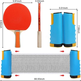 Red de Ping Pong, Raquetas de Ping Pong y 6 Ping Pong, Red de Ping Pong Retráctil Portátil para Cualquier Mesa con Bolsa, Juego de Ping Pong Regalo para Adultos Niños Jugadores de Principiante, Azul