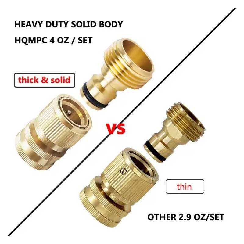 HQMPC Solid Brass Garden Hose Quick Connectors - 4 Sets