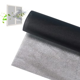 Solar Window Screen Mesh, Anti-UV Solar Screen Fabric Replacement 53" x 118", Adjustable Pollen/Dust/Floc/Rain Barrier Net for Windows, Door, Patio (Black)
