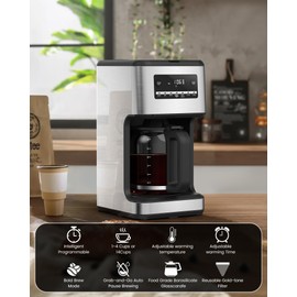 COWSAR 14-Cup Coffee Maker, 24-Hour Programmable Coffee Brewer, Keep Warm, Drip Free, Washable Filter, Stainless Steel, Silver - Commercial Performance