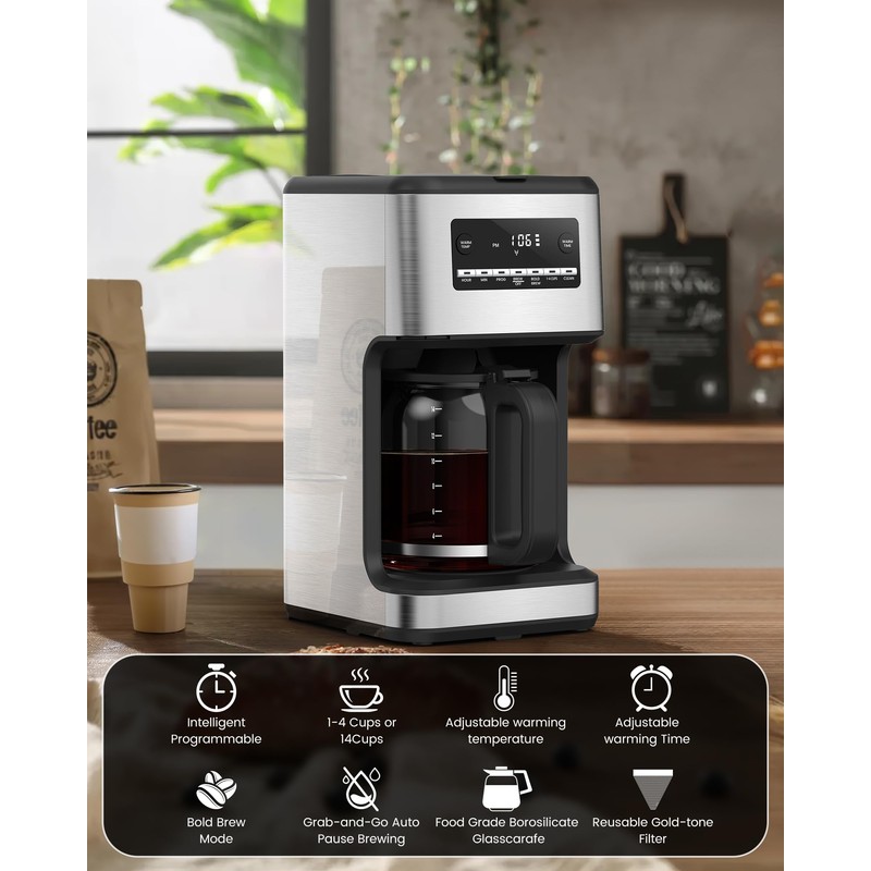 COWSAR 14-Cup Coffee Maker, 24-Hour Programmable Coffee Brewer, Keep Warm,