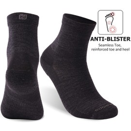 ZEAL WOOD Merino Wool Crew Hiking Athletic Socks Running Socks Tennis Golf Socks Womens Mens Hiking Socks Women Men Moisture Wicking Socks Mens Ankle Wool Socks For Women Black L