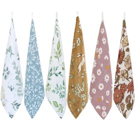 LifeTree LifeTree Baby Muslin Washcloths, Soft 6 Pack Baby Wash Cloths Unisex for Boys Girls, 70% Viscose from Bamboo and 30% Cotton Bath Face Towels for Newborn with Sensitive Skin, 10.2x10.2 inches