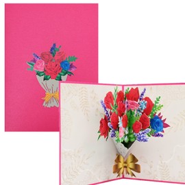 TOG BEG® 3D Pop-up Grußkarte, roter Blumenstrauß als Partnergeschenk, als Geschenk für Mama oder Ehefrau als Geburtstagskarte, Hochzeitskarte, zum Muttertag, Frauentag, Jahrestag, Valentinstag
