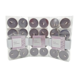 Gala Luxury Highly Scented Scented Tea Lights 24 Black Cashmere in Polycarbonate Transparent Case Pack of 24 60038