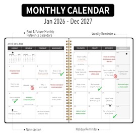 2026-2027 Monthly Planner, Calender Planner from Jan 2026 - Dec 2027, 24 Months for Planning with Habit Tracker, To-Do List, Goals,Summary ,7.5" x 10", Spiral Bindding for Personal Organizer and Office Supplies