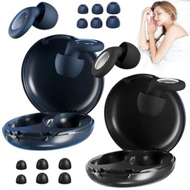 Tapones de Oídos para Dormir 45 dB, Tapones Auditivos Antiruido de Silicona Reutilizables Para Dormir, Estudio, Viajar, Nadar, Estudiar, Protectores Auditivos Lavables con 8 Earplugs（2PCS）