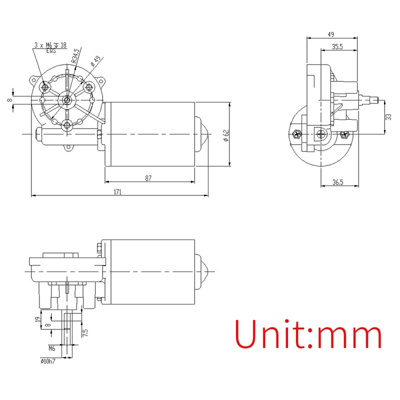 BEMONOC High Torque PMDC Right Angle Gear Motor 12V Reversible