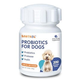 Probiotic Tablets for Dogs - Support Gut Health, Digestion, Diarrhea, Allergies, Immunity & Itchy Skin - with Prebiotics & Digestive Enzymes - 200 Tablets